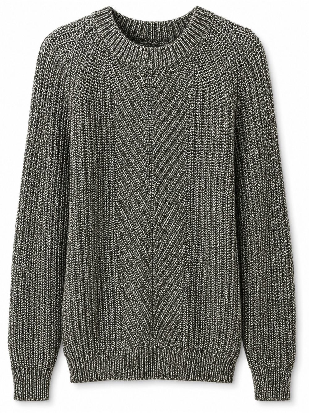 Express Men's Heathered Charcoal Crewneck Sweater